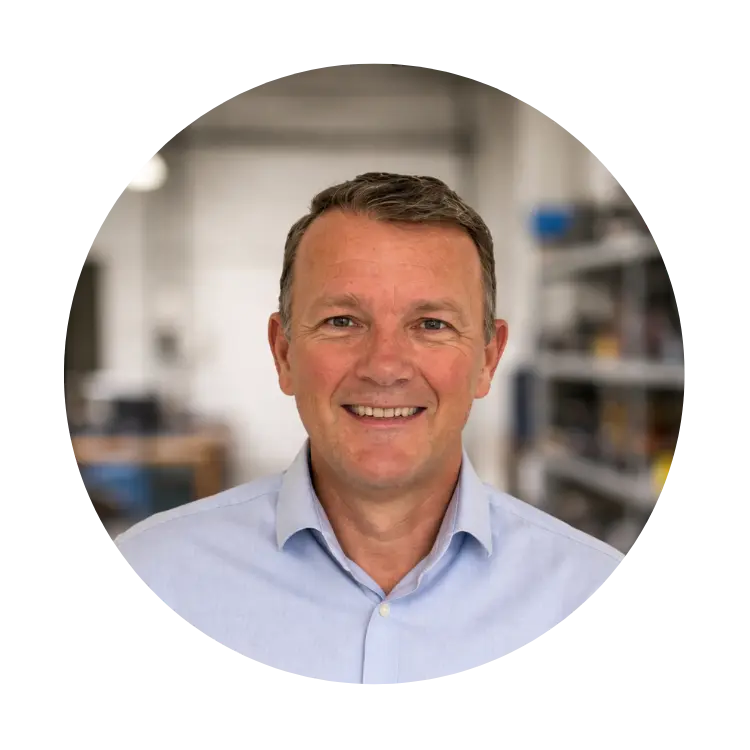 Rundes Portraitfoto von DI Axel Wawrina, Geschäftsführer bei DIAWA WAWRINA KG